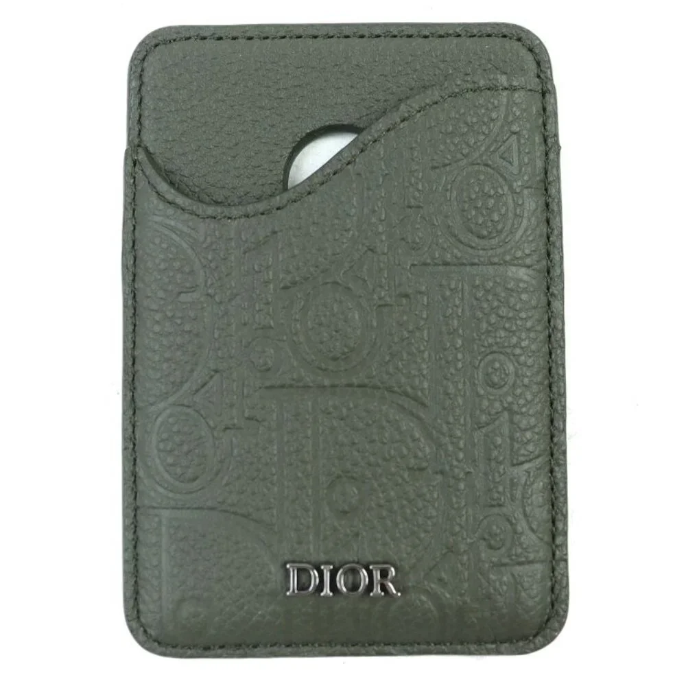 Christian Dior Saddle Logo Magnet Gravity Leather Card Holder Card Case